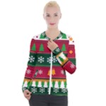 Christmas Time Pattern Christmas Ornament Casual Zip Up Jacket