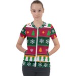 Christmas Time Pattern Christmas Ornament Short Sleeve Zip Up Jacket