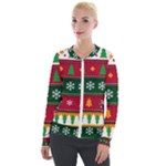 Christmas Time Pattern Christmas Ornament Velvet Zip Up Jacket