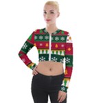 Christmas Time Pattern Christmas Ornament Long Sleeve Cropped Velvet Jacket