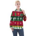 Christmas Time Pattern Christmas Ornament Women s Long Sleeve Pocket Shirt