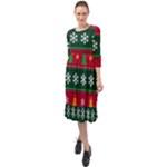 Christmas Time Pattern Christmas Ornament Ruffle End Midi Chiffon Dress