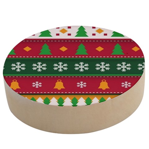 Christmas Time Pattern Christmas Ornament Wooden Bottle Opener (Round) from ArtsNow.com