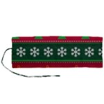 Christmas Time Pattern Christmas Ornament Roll Up Canvas Pencil Holder (M)