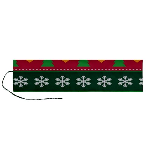 Christmas Time Pattern Christmas Ornament Roll Up Canvas Pencil Holder (L) from ArtsNow.com