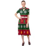 Christmas Time Pattern Christmas Ornament Keyhole Neckline Chiffon Dress