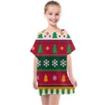 Christmas Time Pattern Christmas Ornament Kids  One Piece Chiffon Dress