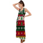 Christmas Time Pattern Christmas Ornament V-Neck Chiffon Maxi Dress