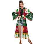 Christmas Time Pattern Christmas Ornament Maxi Kimono