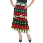 Christmas Time Pattern Christmas Ornament Midi Mermaid Skirt