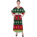 Christmas Time Pattern Christmas Ornament V-Neck Boho Style Maxi Dress