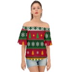 Christmas Time Pattern Christmas Ornament Off Shoulder Short Sleeve Top