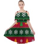 Christmas Time Pattern Christmas Ornament Cut Out Shoulders Dress