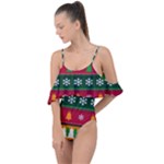 Christmas Time Pattern Christmas Ornament Drape Piece Swimsuit