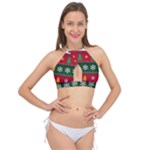 Christmas Time Pattern Christmas Ornament Cross Front Halter Bikini Top