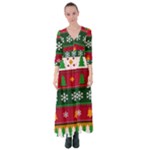 Christmas Time Pattern Christmas Ornament Button Up Maxi Dress