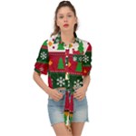 Christmas Time Pattern Christmas Ornament Tie Front Shirt 