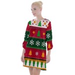 Christmas Time Pattern Christmas Ornament Open Neck Shift Dress