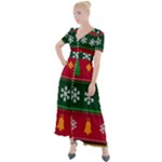 Christmas Time Pattern Christmas Ornament Button Up Short Sleeve Maxi Dress