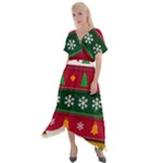 Christmas Time Pattern Christmas Ornament Cross Front Sharkbite Hem Maxi Dress