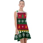 Christmas Time Pattern Christmas Ornament Frill Swing Dress