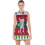 Christmas Time Pattern Christmas Ornament Lace Up Front Bodycon Dress