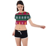 Christmas Time Pattern Christmas Ornament Tie Back Short Sleeve Crop T-Shirt