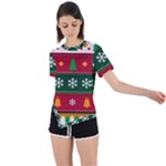 Christmas Time Pattern Christmas Ornament Asymmetrical Short Sleeve Sports T-Shirt