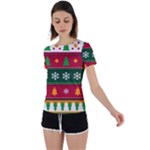 Christmas Time Pattern Christmas Ornament Back Circle Cutout Sports T-Shirt