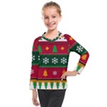 Christmas Time Pattern Christmas Ornament Kids  Long Mesh T-Shirt