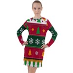 Christmas Time Pattern Christmas Ornament Long Sleeve Hoodie Dress