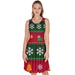 Christmas Time Pattern Christmas Ornament Knee Length Skater Dress With Pockets