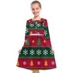 Christmas Time Pattern Christmas Ornament Kids  Midi Sailor Dress