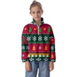 Christmas Time Pattern Christmas Ornament Kids  Half Zip Hoodie