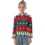 Christmas Time Pattern Christmas Ornament Kids  Frill Detail T-Shirt