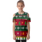 Christmas Time Pattern Christmas Ornament Fold Over Open Sleeve Top