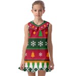 Christmas Time Pattern Christmas Ornament Kids  Pilgrim Collar Ruffle Hem Dress