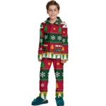 Christmas Time Pattern Christmas Ornament Kids  Long Sleeve Velvet Pajamas Set