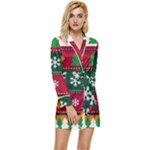 Christmas Time Pattern Christmas Ornament Long Sleeve Satin Robe