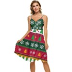 Christmas Time Pattern Christmas Ornament Sleeveless Tie Front Chiffon Dress