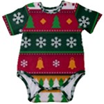 Christmas Time Pattern Christmas Ornament Baby Short Sleeve Bodysuit