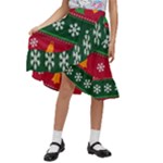 Christmas Time Pattern Christmas Ornament Kids  Ruffle Flared Wrap Midi Skirt