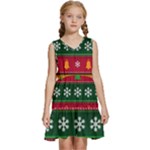 Christmas Time Pattern Christmas Ornament Kids  Sleeveless Tiered Mini Dress