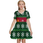 Christmas Time Pattern Christmas Ornament Kids  Short Sleeve Tiered Mini Dress