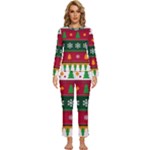 Christmas Time Pattern Christmas Ornament Womens  Long Sleeve Lightweight Pajamas Set