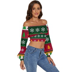 Long Sleeve Crinkled Weave Crop Top 