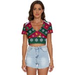 Christmas Time Pattern Christmas Ornament V-Neck Crop Top