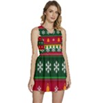 Christmas Time Pattern Christmas Ornament Sleeveless High Waist Mini Dress