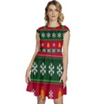 Christmas Time Pattern Christmas Ornament Cap Sleeve High Waist Dress