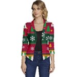 Christmas Time Pattern Christmas Ornament Women s Casual 3/4 Sleeve Spring Jacket